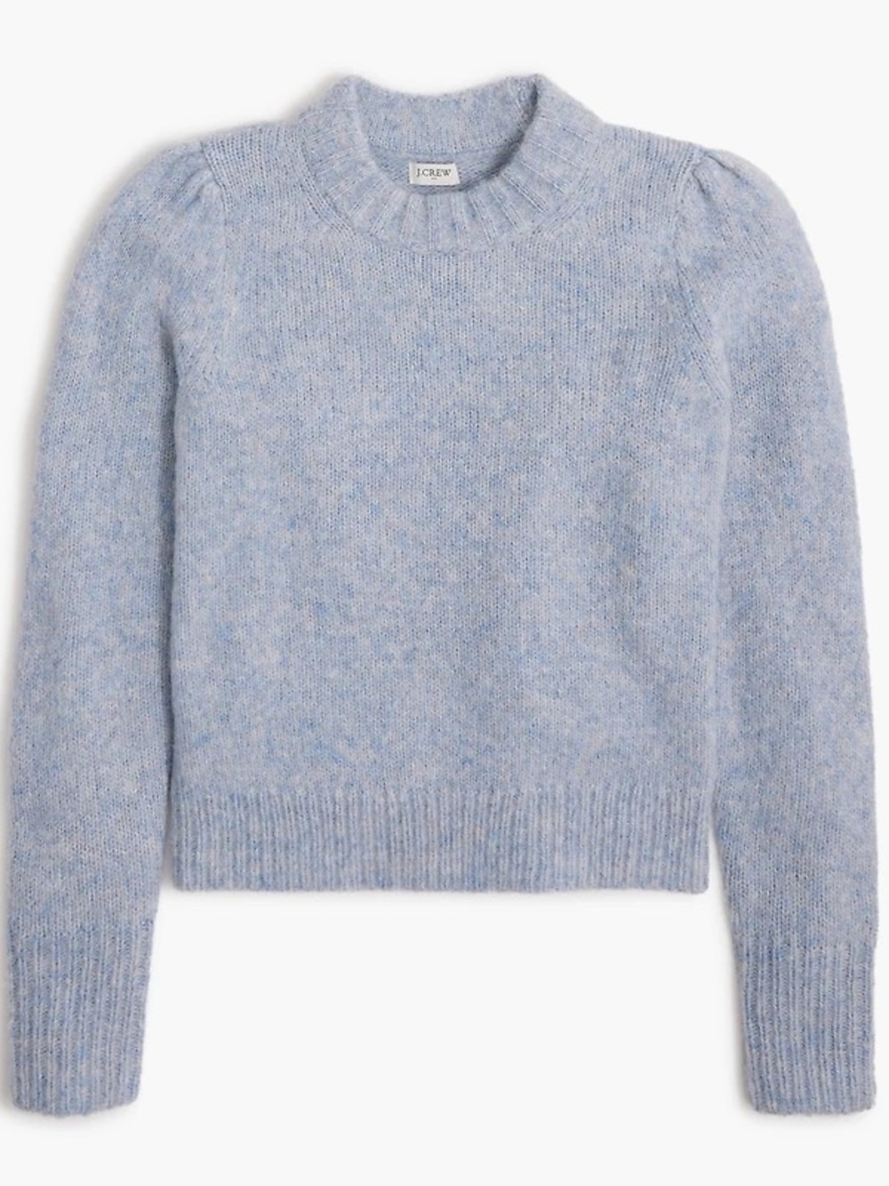 J. Crew Puff-Sleeve Alpaca Blend Crew Neck Sweater Heather Frosted Gray Size XL